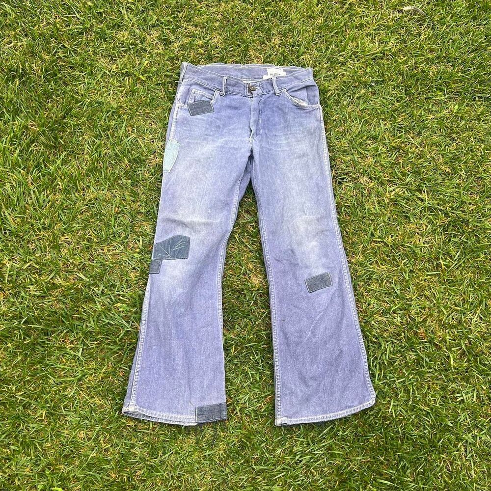 70s 80s sanforized flare patchwork jeans unisex size 31 rare